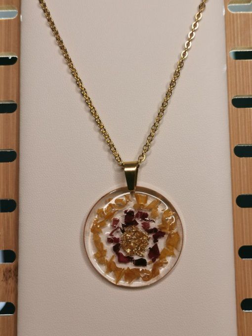 Pendentif fleurs de roses doré